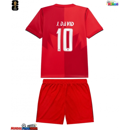 Camiseta Canadá Jonathan David #10 Primera Equipación Replica Mundial 2026 para niños mangas cortas (+ Pantalones cortos)
